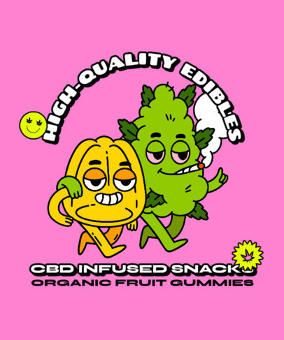 T-Shirt Design Template for a 420 Celebration with Cartoonish Characters