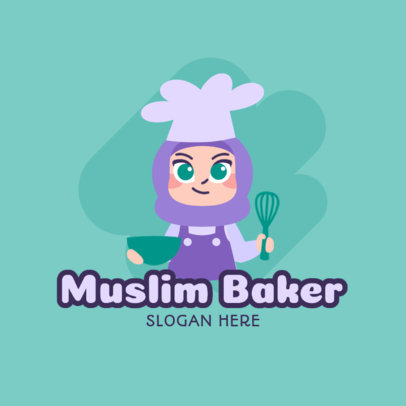 Avatar Logo Maker for a Muslim Bakery Featuring a Female Pastry Chef