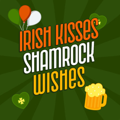 Instagram Post Template Featuring an Irish Kisses Quote for St Patrick's Day