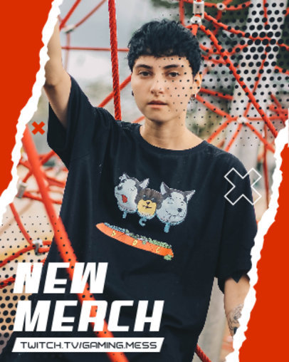 Twitch Info Panel Design Template to Promote Original Merch with a Torn Paper-Themed Frame 4896-el1