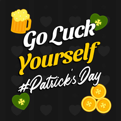 Instagram Post Template Featuring a St Patrick's Day Quote with a Beer Graphic