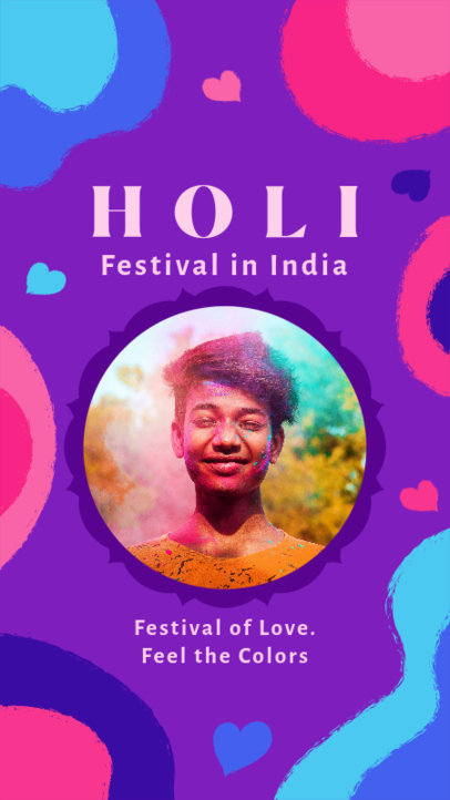 Holi Festival-Themed Instagram Story Template Featuring a Photo and Colored Graphics