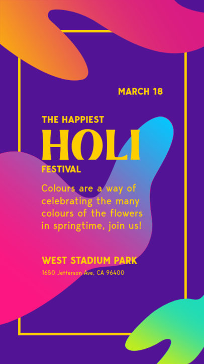 Colorful Instagram Story Creator Featuring a Holi Festival Theme