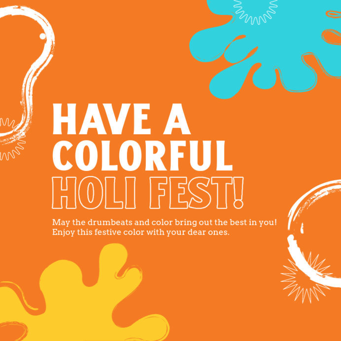 Instagram Post Creator Featuring a Colorful Layout for Holi Festival