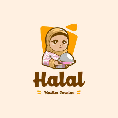 Logo Generator for a Halal Restaurant Featuring a Muslim Female Chef Graphic 