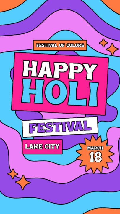 Instagram Story Template Featuring Colorful Waves for Holi Fest 4911-el1
