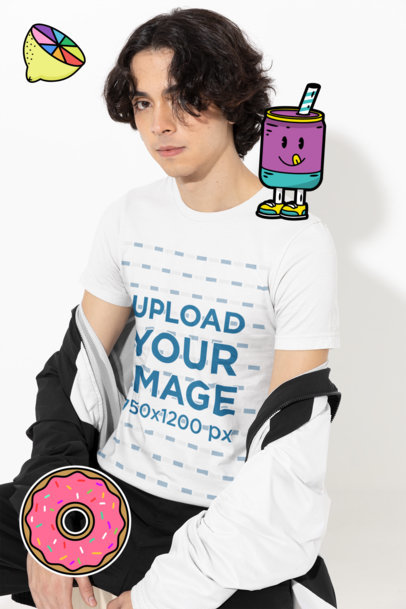 Mockup of a Young Man Showing His Tee From Under His Coat