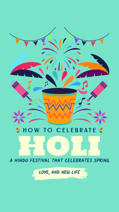 Instagram Story Generator with a Colorful Background for Holi Festival
