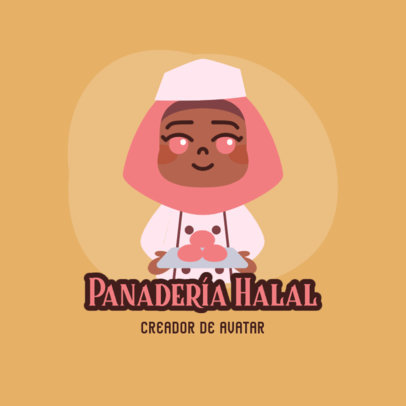 Avatar Logo Maker for a Halal Home Bakery Featuring a Kawaii Female Chef