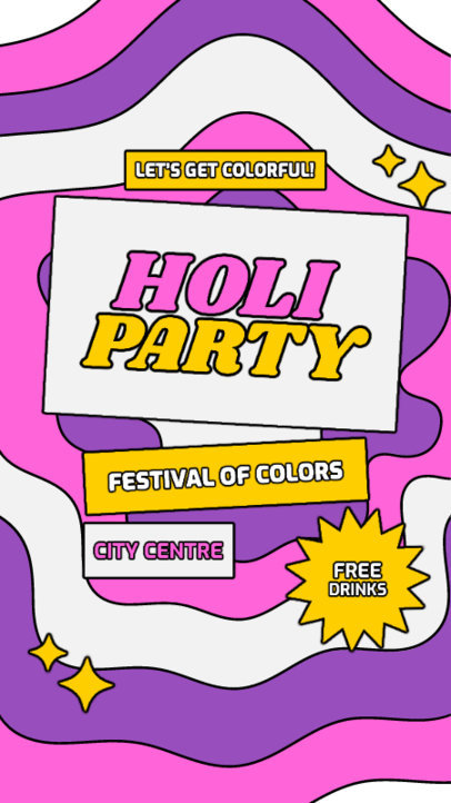 Instagram Story Creator for a Holi Party Invite with Free Drinks 4911c-el1