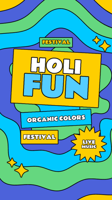 Colorful Instagram Story Maker for a Holi Festival with Live Music