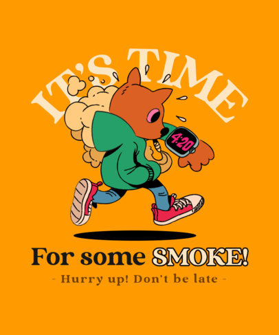 420-Themed T-Shirt Design Template with an Illustrated Cartoon Character