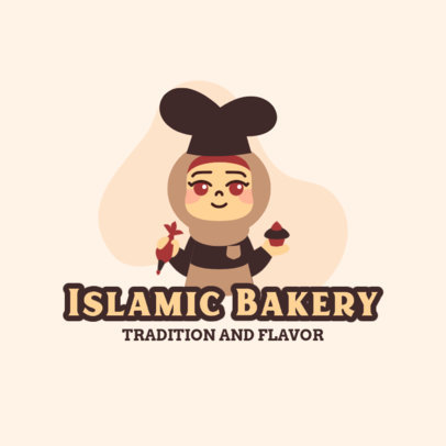 Avatar Logo Generator for a Traditional Muslim Bakery Featuring a Kawaii Female Chef