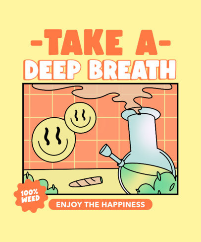 T-Shirt Design Template Featuring a Bong Graphic for 420