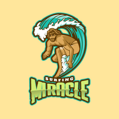 Fun Logo Creator for a Sports Team Featuring Jesus Surfing