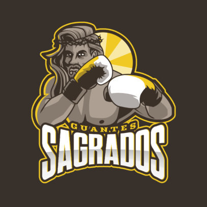 Logo Template with a Religious Theme Featuring Jesus Christ Boxing