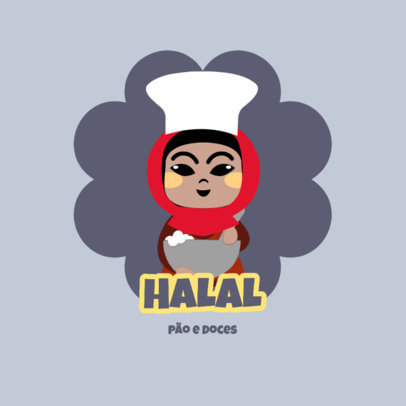 Avatar Logo Maker for a Halal Bakery Shop Featuring a Muslim Woman Chef Illustration