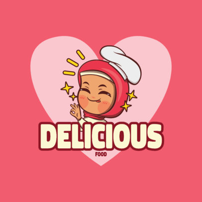 Logo Template for a Muslim Food Channel Featuring a Woman Chef Graphic