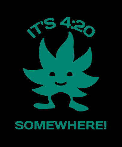 T-Shirt Design Template with a Marijuana Leaf for 420