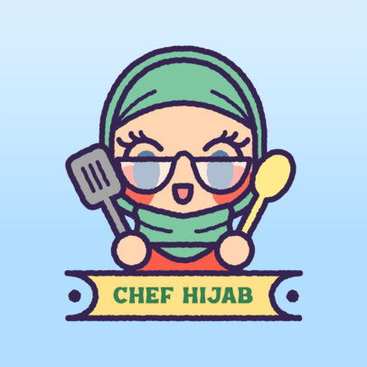 Avatar Logo Maker for a Halal Food Place Featuring a Female Chef Graphic