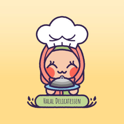 Avatar Logo Template for a Muslim Delicatessen Featuring a Woman Chef Illustration
