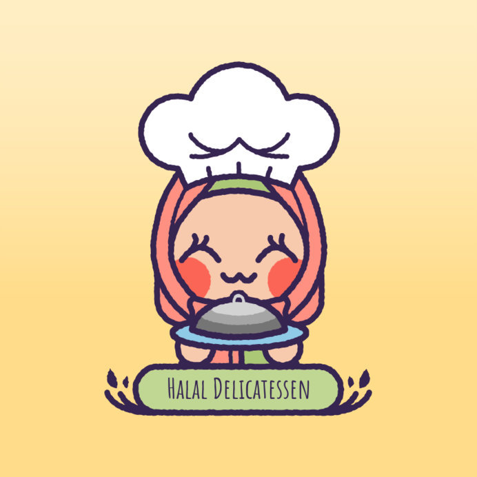 Avatar Logo Template for a Muslim Delicatessen Featuring a Woman Chef Illustration