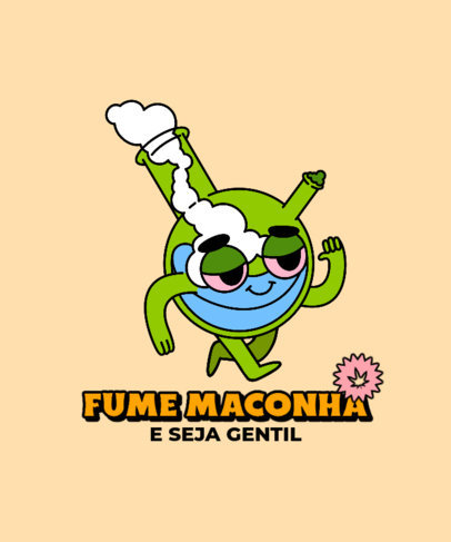 T-Shirt Design Generator Featuring a Cartoonish Cannabis Bong Character
