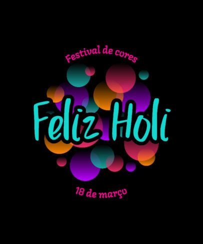 T-Shirt Design Template Featuring a Holi Festival Theme