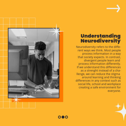 Instagram Post Template Featuring Neurodiversity Facts for an Informative Carousel