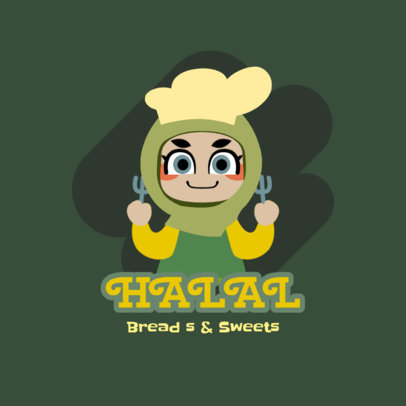Avatar Logo Creator for a Halal Bakery Featuring a Female Muslim Chef 