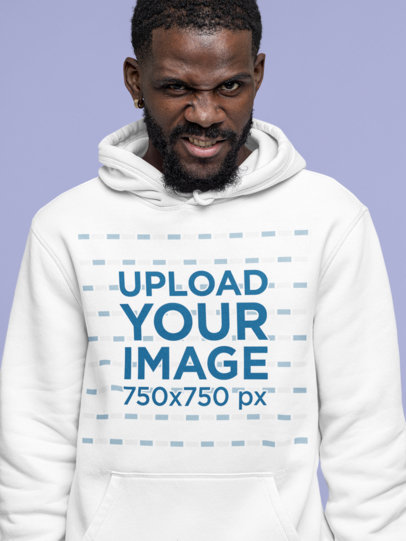 Hoodie Mockup of an Angry Man Looking to the Camera