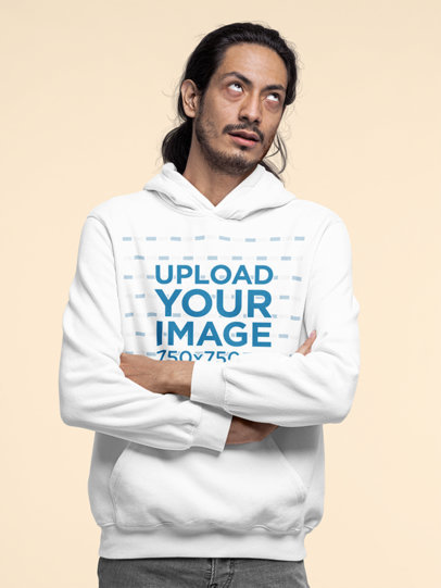 Hoodie Mockup of a Man with a Disgusted Face Expression m22446