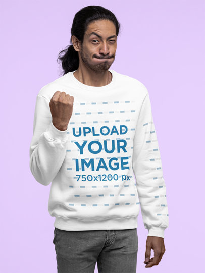 Sweatshirt Mockup of a Man Doing a Cheerful Expression
