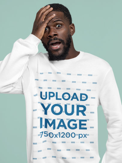 Mockup of a Man Making a Surprised Expression While Wearing a Sweatshirt