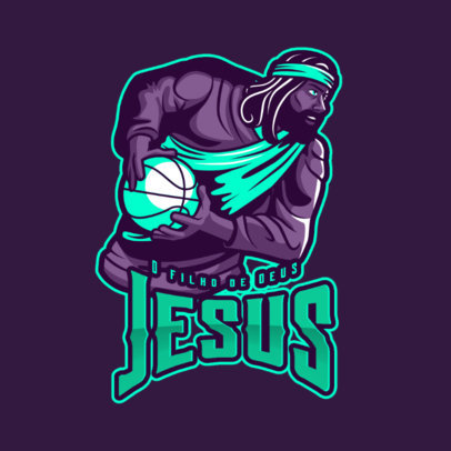 Sports Logo Maker Featuring a Graphic of Jesus Playing Basketball