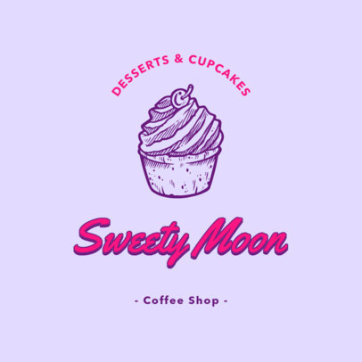 Logo Template for a Coffee Shop & Bakery Featuring a Cupcake Illustration 