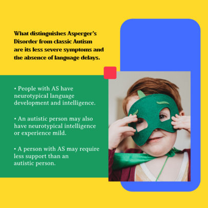 Instagram Post Maker Featuring a Colorful Layout and Information on Neurodiversity