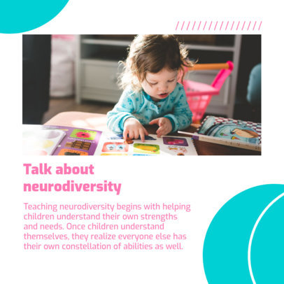 Instagram Post Creator Featuring Advice for an Inclusive Neurodivergent Childhood