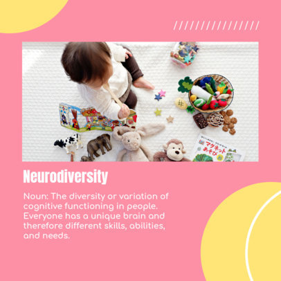 Instagram Post Template Featuring a Neurodiversity-Themed Glossary Carousel