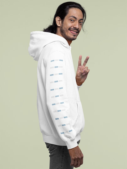 Long Sleeve Mockup of a Laid-Back Man Wearing a Hoodie in a Studio