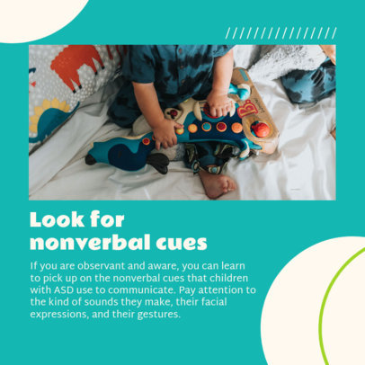 Instagram Post Maker Featuring Advice on Nonverbal Communication for Children with Autism