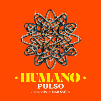 Brazilian Album Cover Template with an Abstract Chromed Graphic