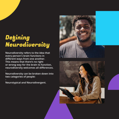 Neurodiversity-Themed Instagram Post Design Template for an Informative Carousel