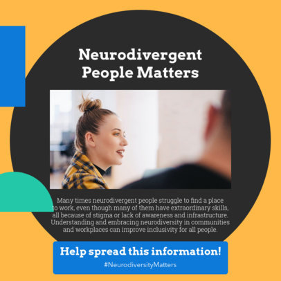 Neurodiversity-Themed Instagram Post Design Maker Featuring a Call-to-Action