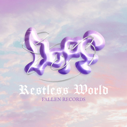 Retro Album Cover Generator with an Abstract Graphic in a Chrome Style 4459g