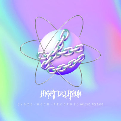 Holographic-Themed Album Cover Template with a Graphic of a Planet