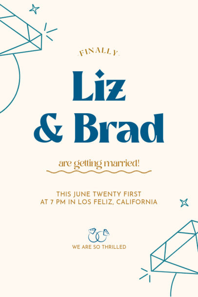 Invitation Card Creator for a Wedding Event Featuring Engagement Ring Graphics