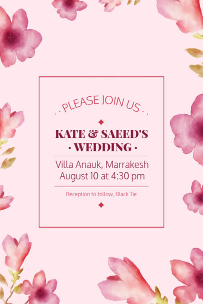 Invitation Card Creator for a Wedding with Illustrated Watercolor Flowers 4470b