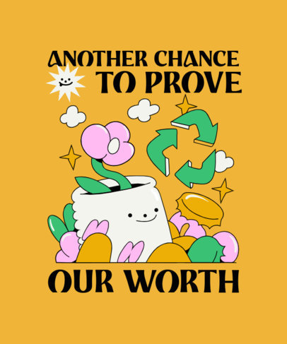 T-Shirt Design Maker Featuring a Recycling Theme with Flowers Graphics