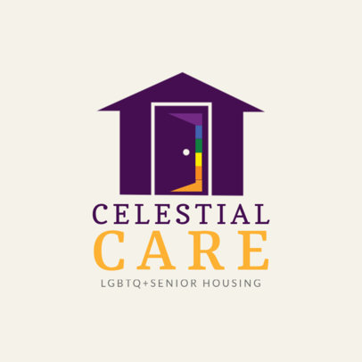 Logo Template for an LGBTQ+ Senior Housing Service with a Home Graphic